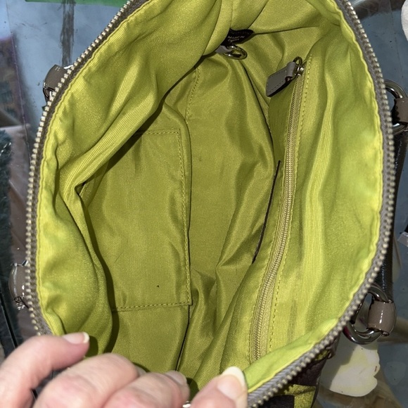 Coach Vintage Ashley convertible shoulder bag satchel Gray/Green lime canvas - Picture 4 of 16